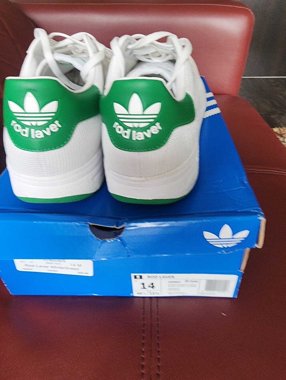 Adidas Men's Rod Laver Running White/Fairway Green - 14 / White - Picture 2 of 5
